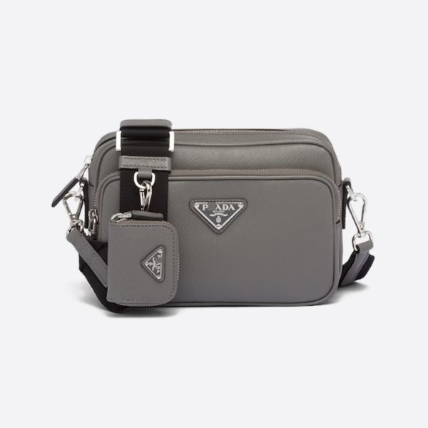 Saffiano Leather Shoulder Bag, Color: Marble Gray, 2VH170_9Z2_F03HH_V_OOO