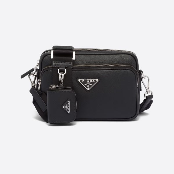 Saffiano Leather Shoulder Bag, Color: Black, 2VH170_9Z2_F0002_V_OOO