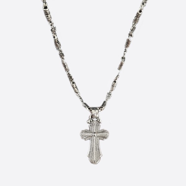 Classic Vintage Cross Full Diamond Pendant in Silver