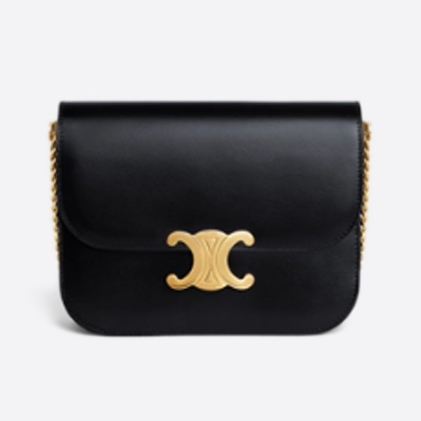 College Triomphe Bag - Shiny Calfskin Black 113583BF4.38NO