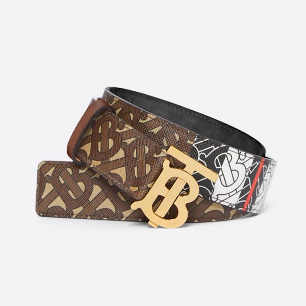 Monogram Stripe E Canvas and Leather Belt, Bridle Brown (3.5 cm) 80189911