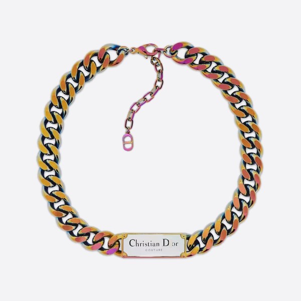 Couture Chain Link Necklace in Multicolored Iridescent-Finish Brass N2185HOMMT_D395