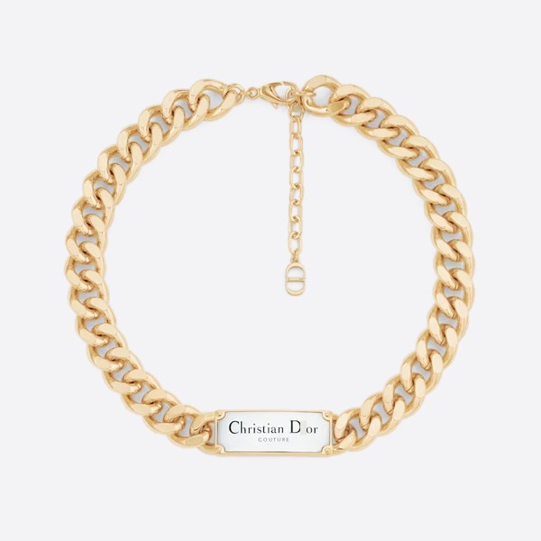 Couture Chain Link Necklace in Gold and Silver Finish Brass N2064HOMMT_D012
