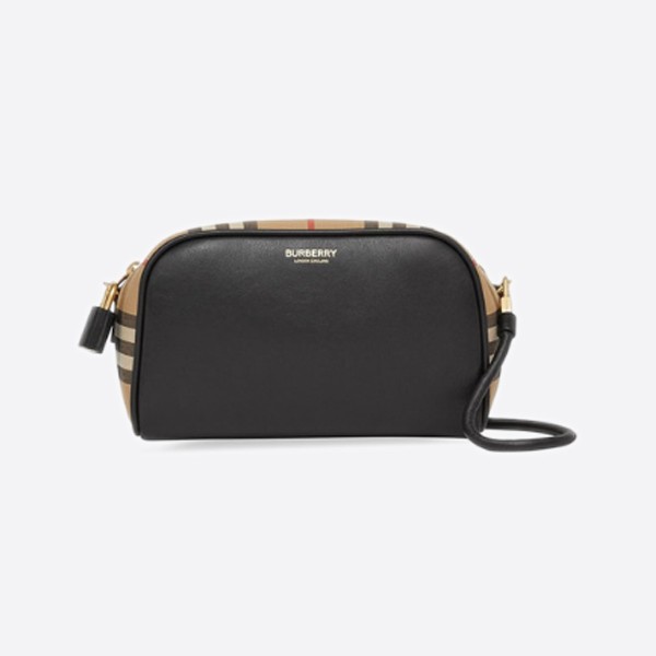 Leather Vintage Check Cube Cross Bag Black 8036730