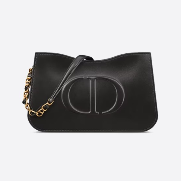 CD SIGNATURE Hobo Mini Bag in Black Calf Leather with CD Signature Embossing (S2213UMFV_M900)