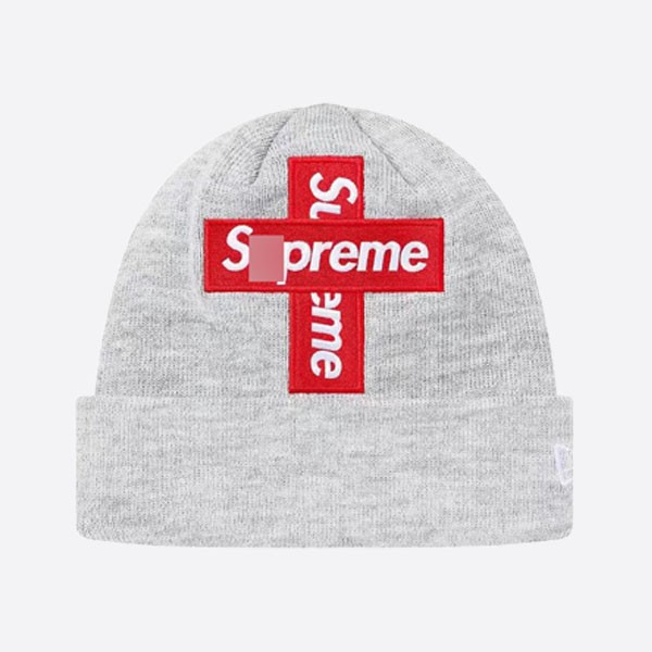 New Era Cross Box Logo Beanie Heather Gray