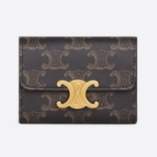 Triomphe Coin Compact Wallet - Triomphe Canvas Tan 10I652DS3.04LU