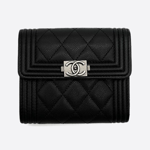 Chanel Boy Black Vintage Silver A80734
