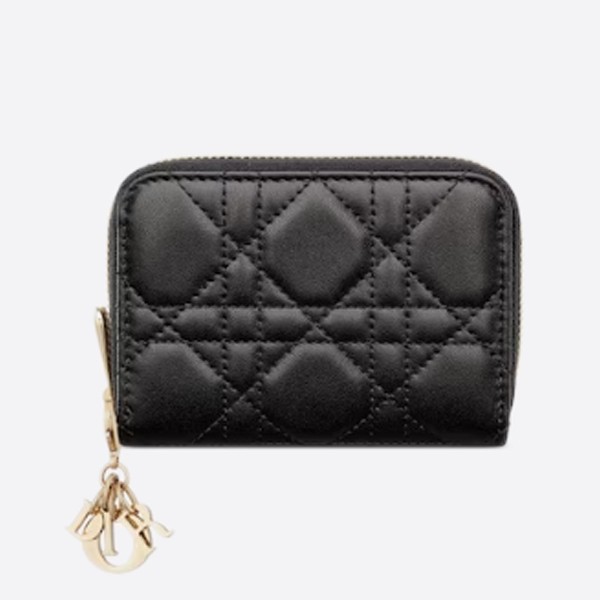 Dior LADY VOYAGEUR Small Zip Coin Case in Cannage Lambskin S0985ONMJ_M900