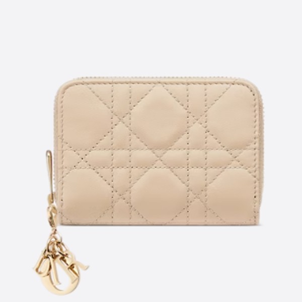 Dior LADY VOYAGEUR Zip Coin Case, Small, Cannage Lambskin, S0985ONMJ_M116