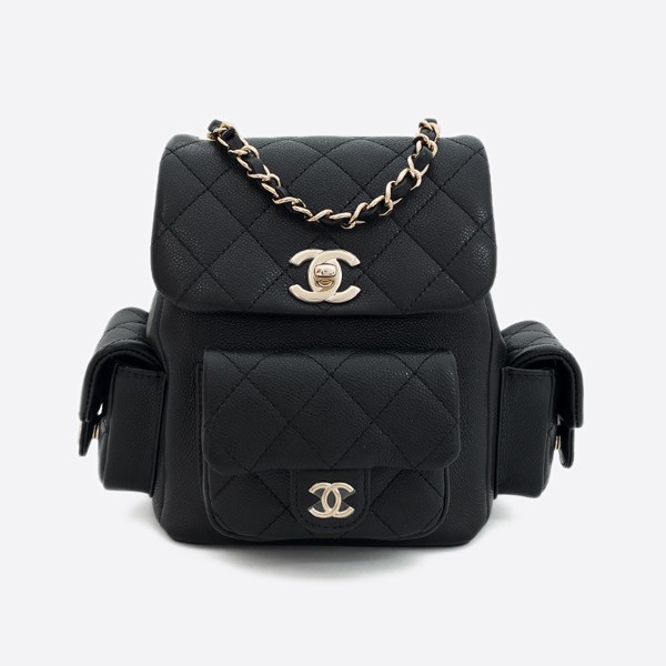 Chanel Three-Pocket Dumas Backpack in Black, Champagne, Gold, and Caviar AS4398
