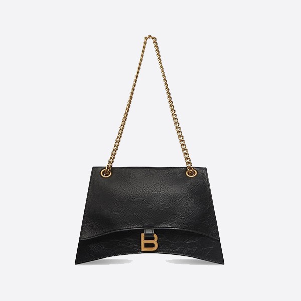 Balenciaga Women's Crushed Medium Chain Bag, Black, 716393210IT1000