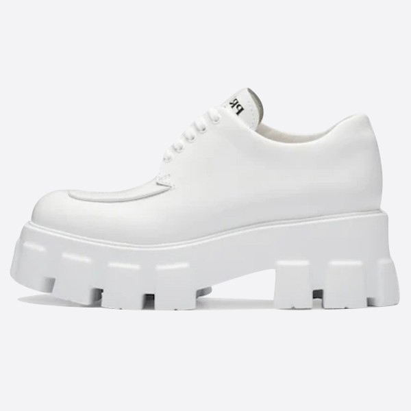 Prada White Monolith Brushed Leather Lace-Up Shoes 2EE356_B4L_F0009