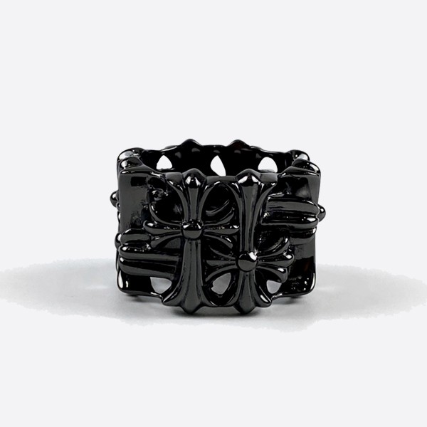 Chrome Hearts Black and Silver Square Burial Ring