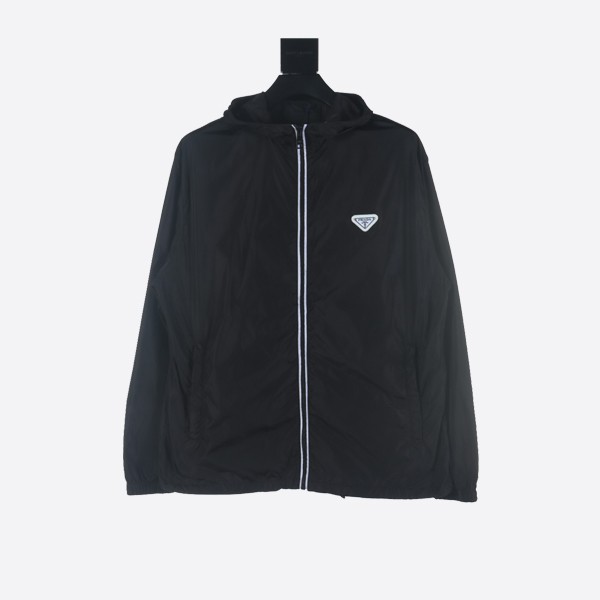 Prada Triangle Logo Plaque Track Jacket in Black