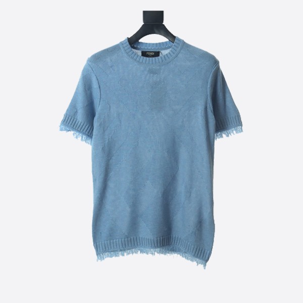 Fendi Light Blue Cotton Jumper FZX144AN3TF0AU0