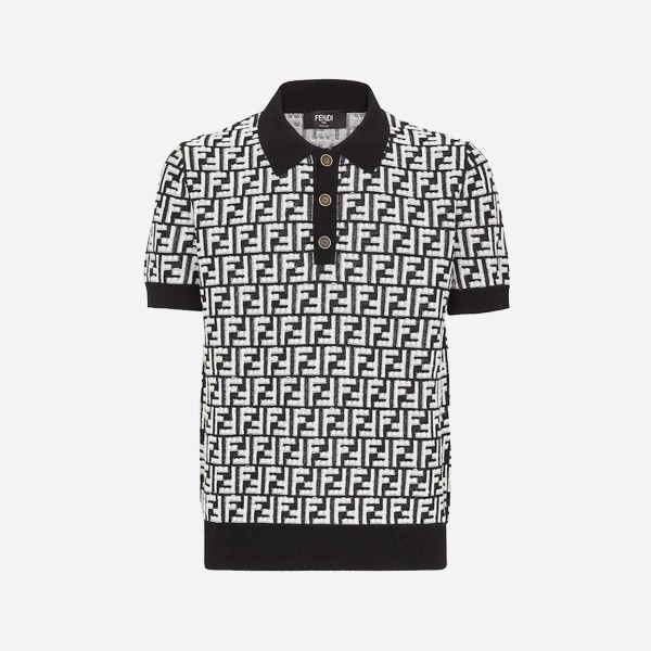 Fendi Blue Wool FF Polo Shirt