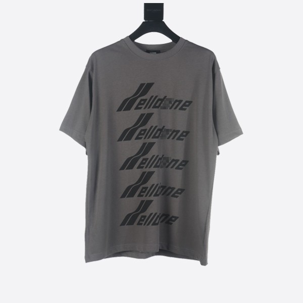Welldone Oversized Logo Print T-Shirt in Charcoal