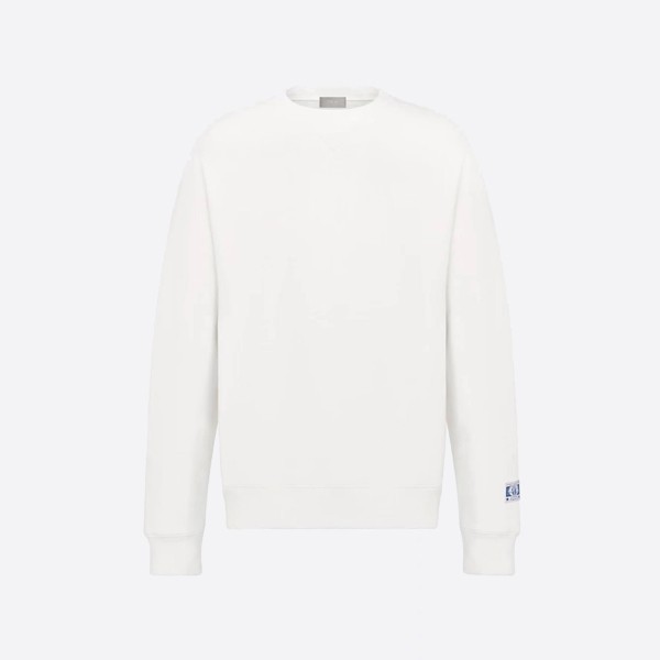 Dior Charm Relaxed Fit Sweatshirt in White Organic Cotton Fleece