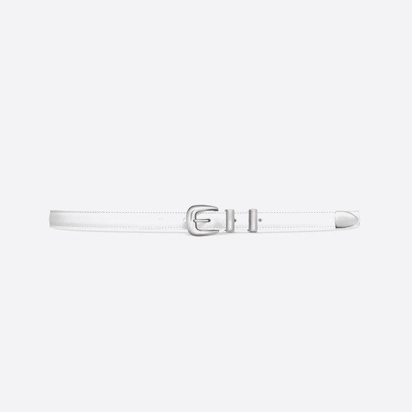 Celine Small Western Belt in Smooth Calfskin, Arctic White, 45BAE3B01.01HX (1.8cm)