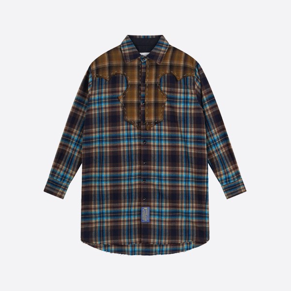 Maison Margiela Pendleton Check Wool Shirt in Blue