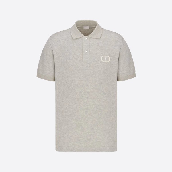 Dior CD Icon Polo Shirt in Grey Cotton Piqué
