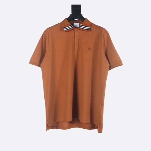 Burberry EKD Embroidered Cotton Blend Polo Shirt in Brown