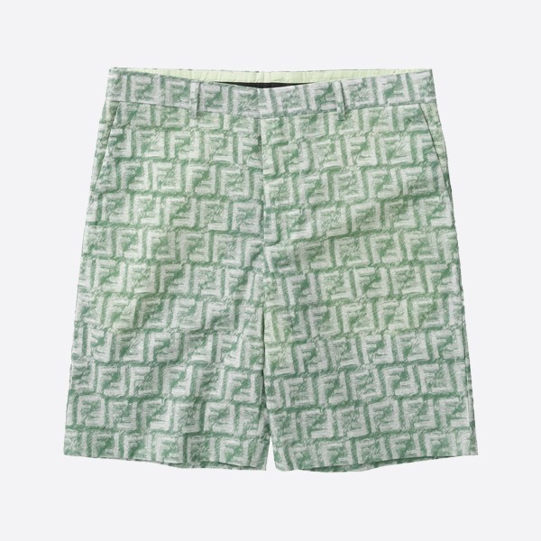 Fendi Bermuda Shorts in Green FF Linen