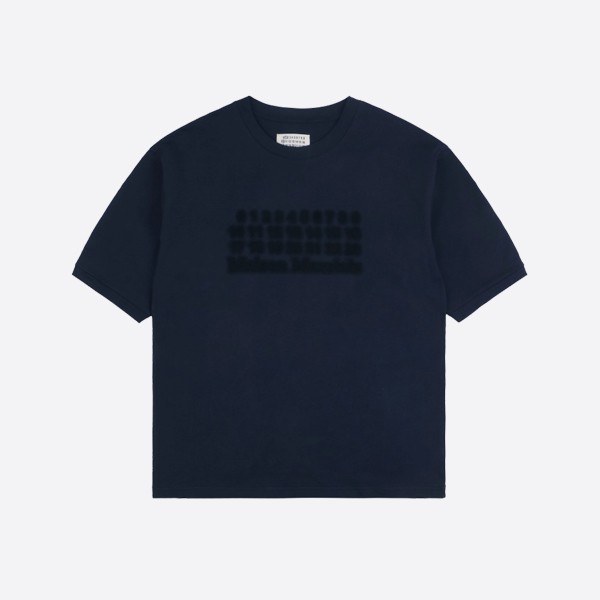 Maison Margiela Cotton Jersey Mock Neck T-Shirt (Navy)