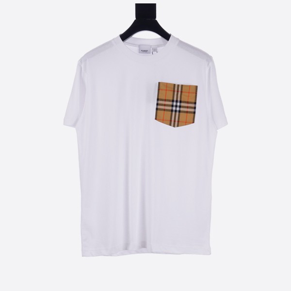 Burberry Check Pocket Cotton T-Shirt in White