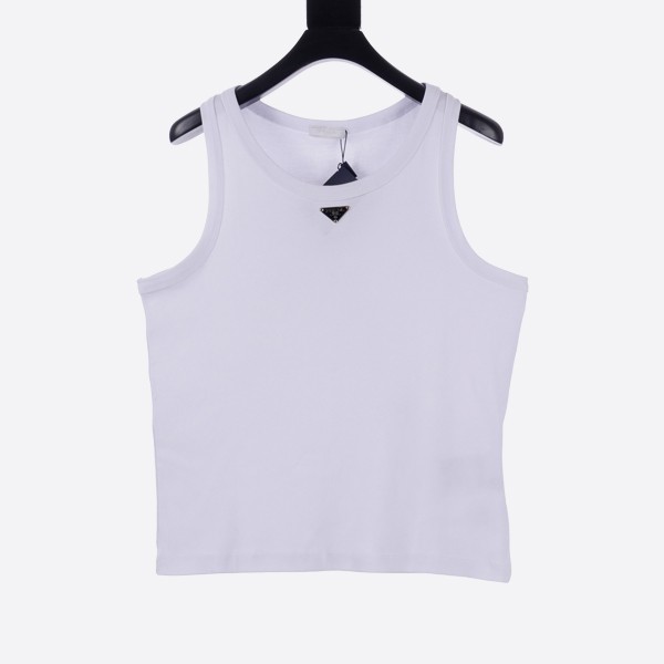 Prada cotton tank top in white
