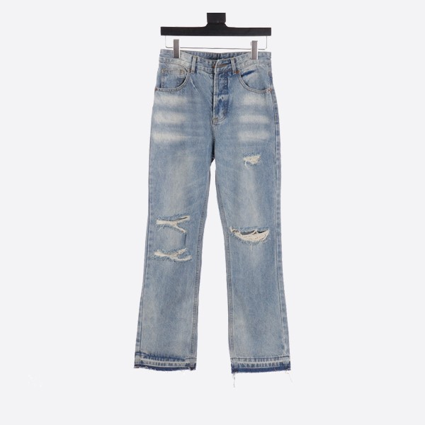 Celine Homme Wesley straight-leg distressed jeans in light blue