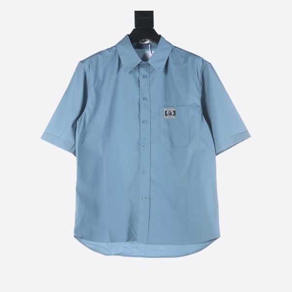 Dior Charm short-sleeved shirt in blue cotton poplin