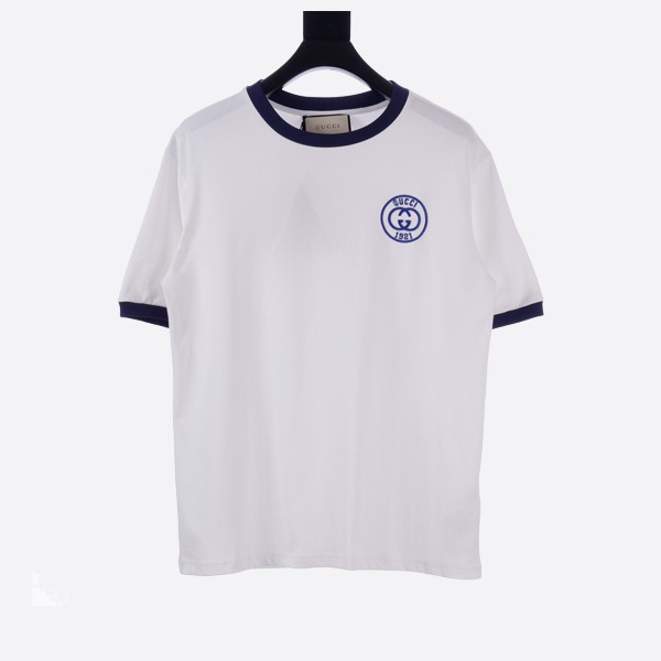 Gucci embroidered cotton jersey T-shirt (off-white/blue)