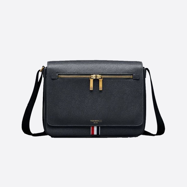 Thom Browne Pebble Grain Reporter Bag, Black, MAG143B-00198-001