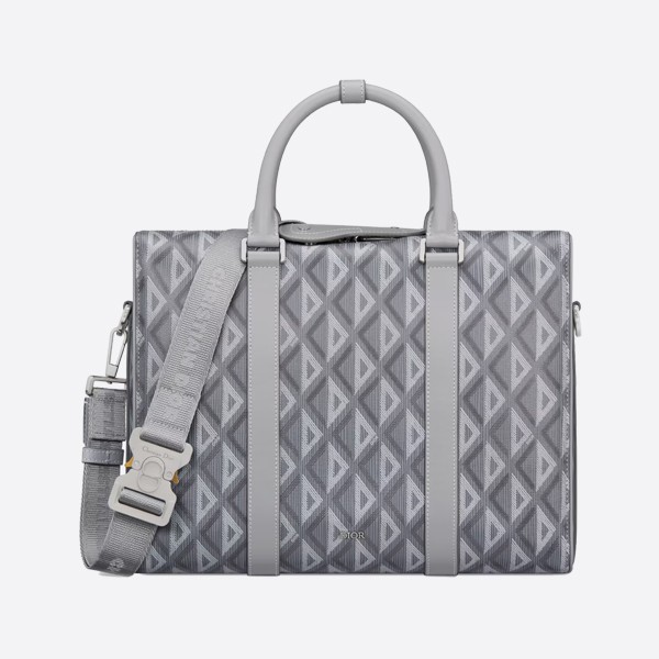 Dior Lingotto Briefcase, Dior Grey CD Diamond Canvas and Smooth Calfskin, 1ADBR088CDP_H42E