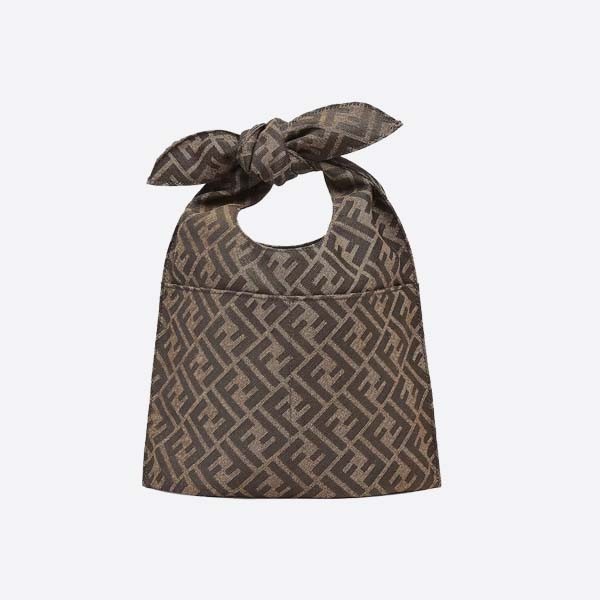 Fendi Mini Shopper Brown FF Jacquard Bag 7VA627ARCOF0QT2