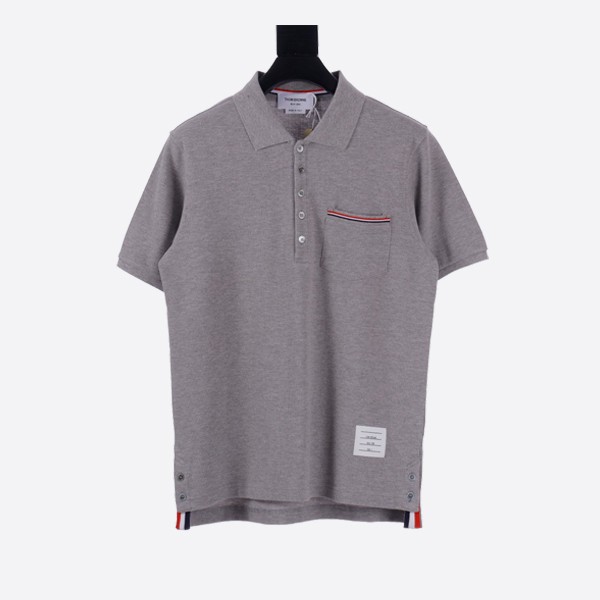 Thom Browne Pique Pocket Polo in Grey
