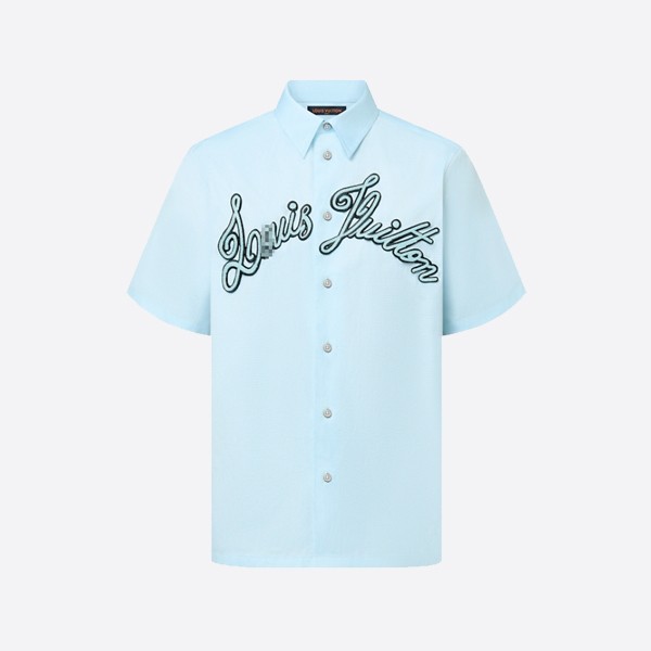 Louis Vuitton Embroidered Short Sleeve Cotton Shirt