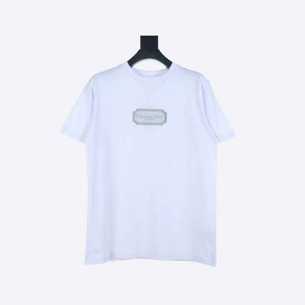Christian Dior Couture Relaxed Fit T-Shirt in White Cotton Jersey