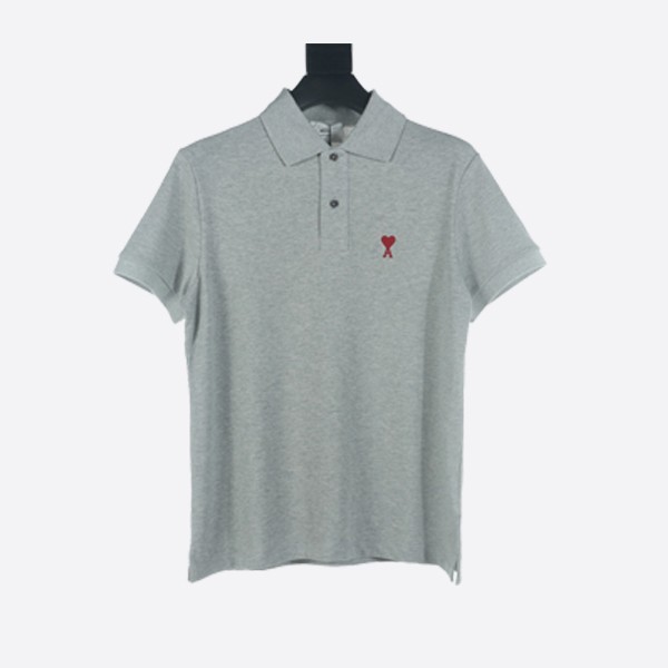 Ami Paris Ami de Coeur Polo Shirt, Gray