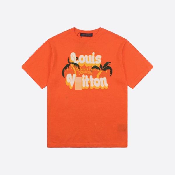 Louis Vuitton Short Sleeve Cotton Crew Neck in Orange