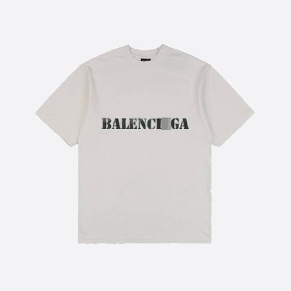 Balenciaga Stencil T-Shirt, Medium Fit, Off-White/Black