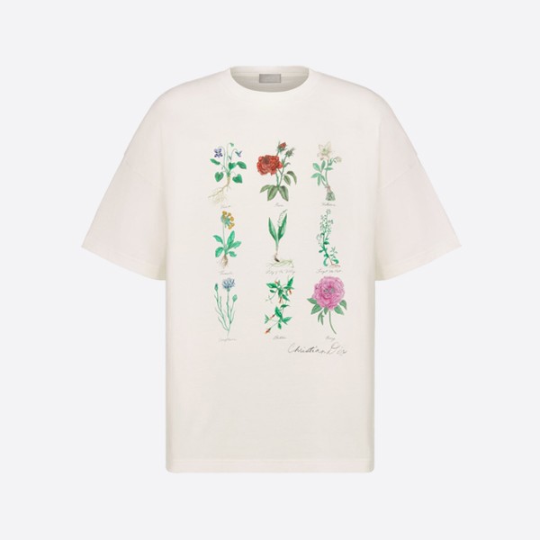 Dior T-shirt in white slub cotton jersey
