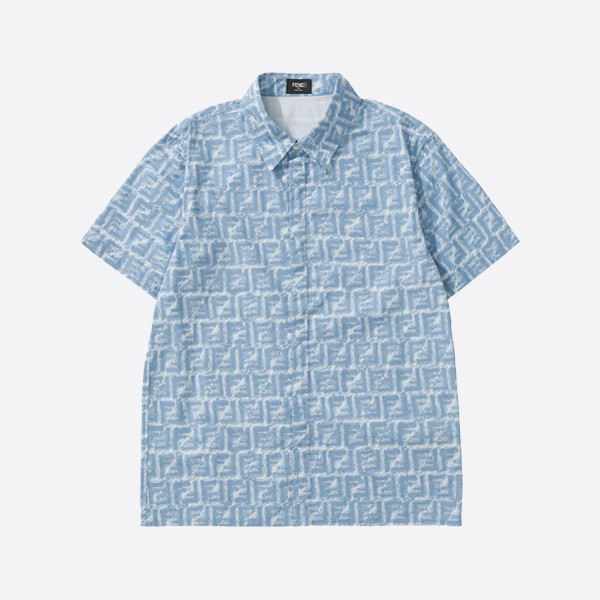 Fendi Shirt - Blue FF Linen Shirt