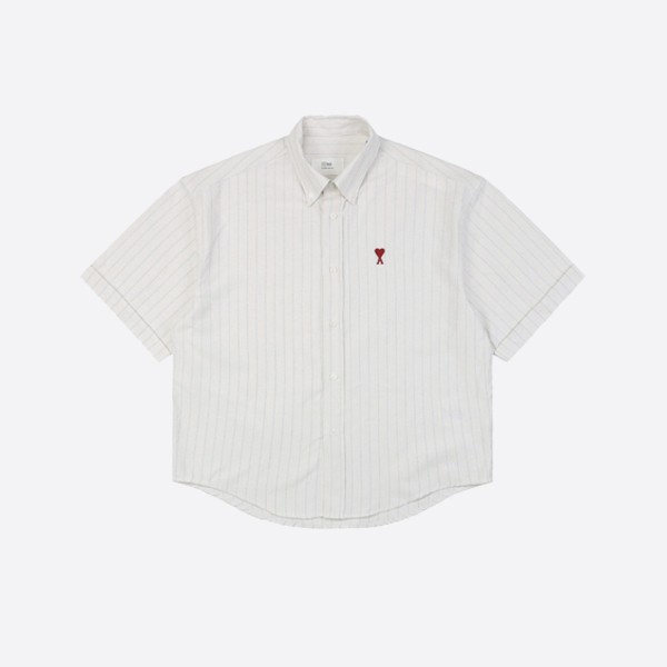Ami Paris White Box Fit Short Sleeve Shirt