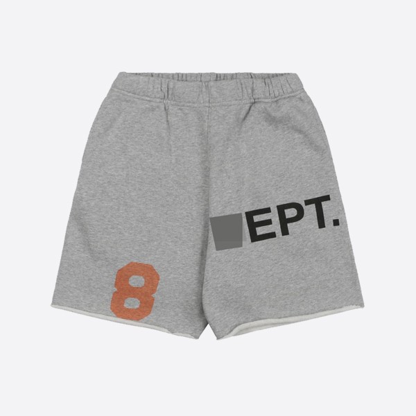 Gallery Department Wide-Leg Print Distressed Cotton Jersey Shorts in Grey