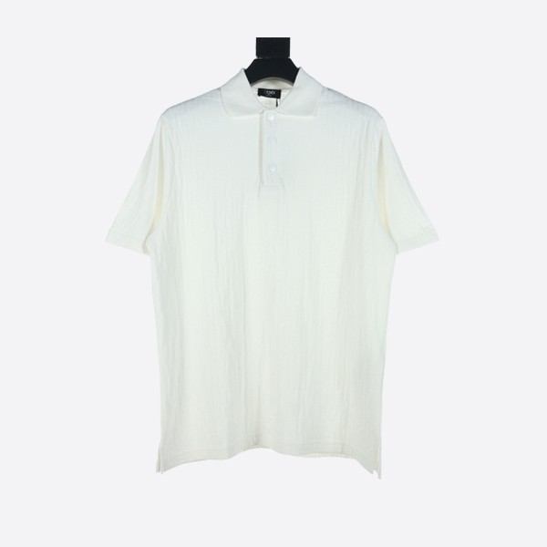 Fendi Polo Shirt - White FF Piqué Polo Shirt