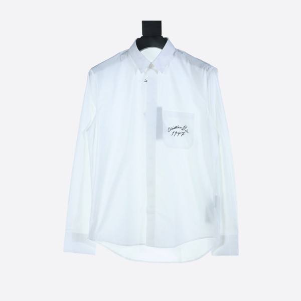 Hand-painted Christian Dior 1947 shirt in white cotton poplin