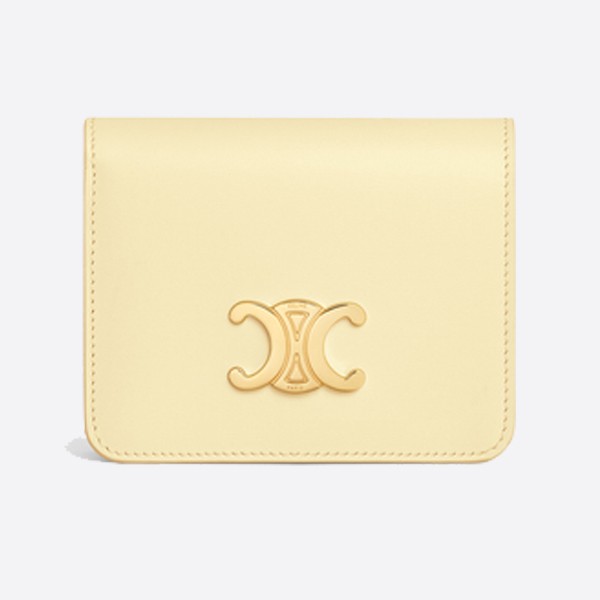 Celine Triomphe Compact Wallet in Shiny Calfskin - Sunlight 10K623DPV.01SL